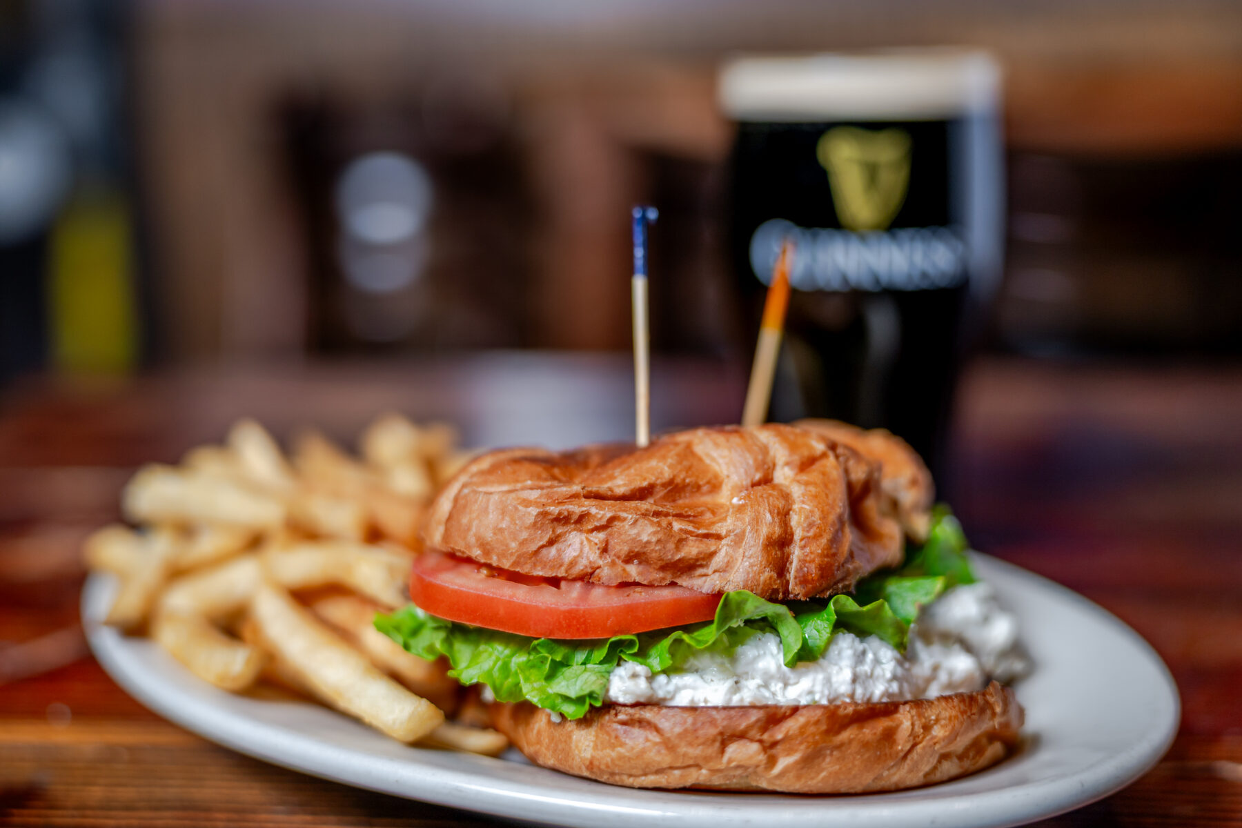 Restaurant photographer near me Charlotte | chicken salad croissant, The Bell Tree Tavern